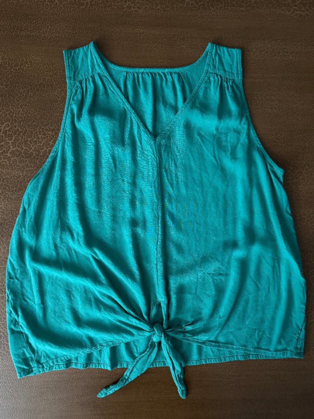 Green Tank Top V-Neck Front Tie - Unbranded (Size M-L ? )